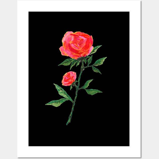 Red Rose Watercolor Wall Art by ZeichenbloQ